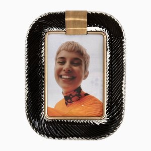 Italian Murano Glass and Brass Twist Picture Frame in the style of Barovier & Toso, 1990s