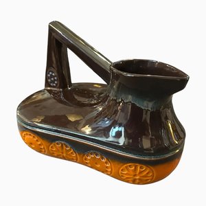 Pichet Moderne en Céramique Marron Fat Lava et Orange, Allemagne de l'Ouest, 1970s