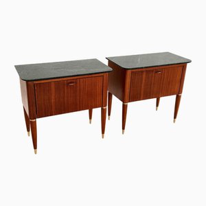 Italienische Mid-Century Nachttische mit grüner Marmorplatte von La Permanente Di Cantù, 1960er, 2er Set