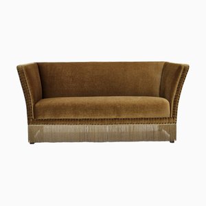 Sofá de dos plazas danés vintage de terciopelo para muebles, años 60