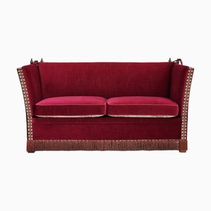 Divano in velluto con gambe in frassino, Danimarca, anni '60