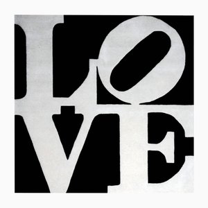 Large Black and White Love Rug after Robert Indiana, 1995