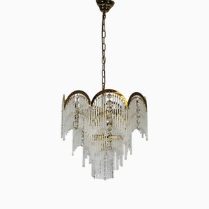 Orion Brass Glass Rod Chandelier, 1970s