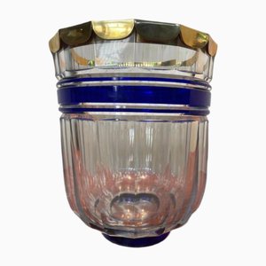 Bohemian Crystal and Brass Vase