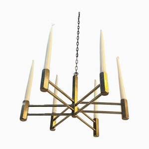 Bronze Candelabra Chandelier for Six Candles, 1960s