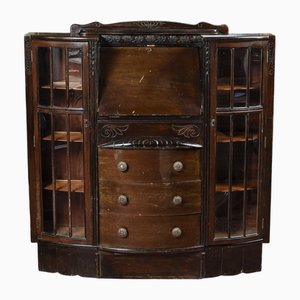 Englischer viktorianischer Klappvitrinenschrank, 19. Jh.