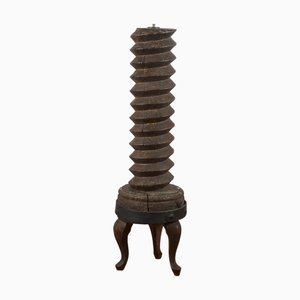 Wooden Grape Wine Press Screw with Support, Italy, 19th Century