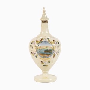 Opalglas Vase mit Deckel Maritime Szene, Frankreich
