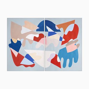 Ryan Rivadeneyra, Diptyque Shattered Tiles, Acrylique sur Papier, 2025