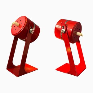 Rote Vintage Space Age Schreibtischlampen, 2er Set
