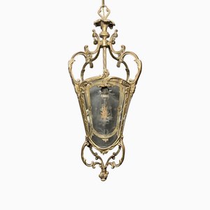 Lanterne en Laiton et Verre Bombé, France