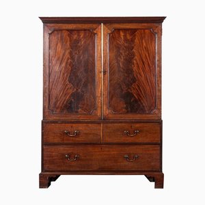 English Mahogany Linen Press, 1880s