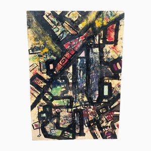 J. Gauthier, Modern Geometric Composition, Oil on Cardboard, 1962