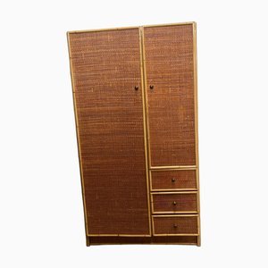 Bamboo and Cane Hanging Wardrobe with Drawers