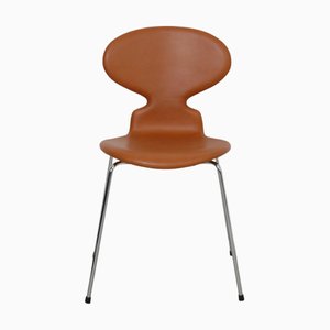 Ant Stuhl aus Cognacfarbenem Leder von Arne Jacobsen, 2000er