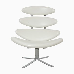 Corona Chair aus weißem Leder von Erik Jørgensen