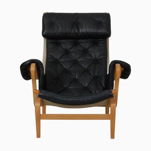 Pernilla Chair in Black Leather by Bruno Mathsson, 2000s