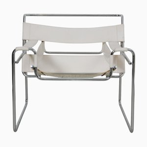 Wassily Chair in White Leather by Michel Brauer, 1980s