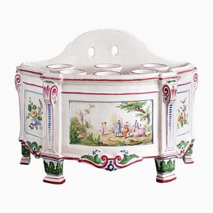Pot Bough Rose et Vert de Samson Faience