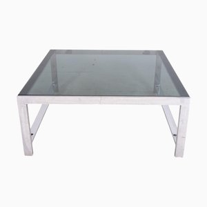 Vintage Coffee Table in Chrome Metal and Smoked Glass, 1970s