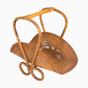Vintage Rattan Magazine Rack, 1960s