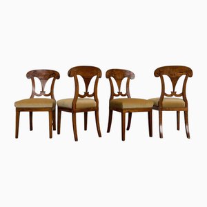 Sedie Biedermeier Scoop in noce, metà XIX secolo, set di 4