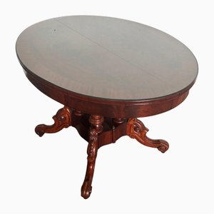 Antique Table in Mahogany with Glass Top