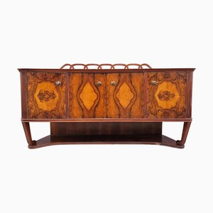 Enfilade Art Déco en Placage de Ronce de Noyer avec Grain Riche et Dramatique, 1940s