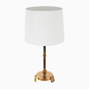 Dänische Vintage Art Deco Stehlampe aus Bronze mit neuem Lampenschirm im Stil von Bindesbøll von Just Andersen, 1940er