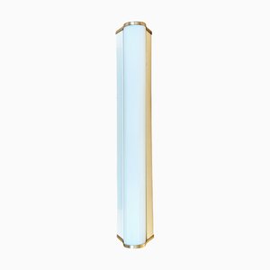 Mid-Century Italian Cream Metal, Plastic & Brass Ceiling Lamp, 1960s