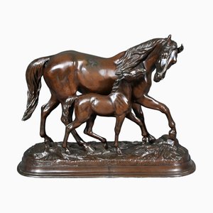 E. Loiseau, Horse and Its Foal, Early 20th Century, Regula