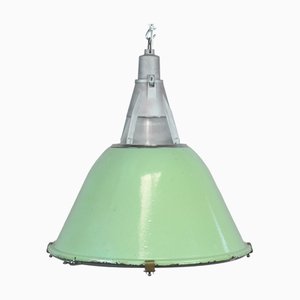 Industrial Green Enameled Pendant Light, 1960s