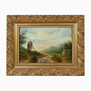 N. Okolowicz, The Windmill, Early 20th Century, Oil on Canvas, Framed