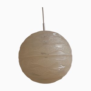 Lampada da soffitto vintage a forma di sfera in plastica trasparente, anni '70