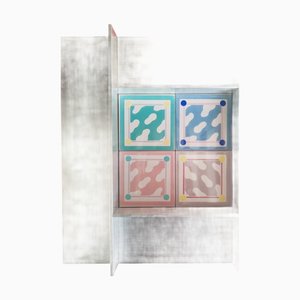 Milanese Frame with 4 Tiles by Ettore Sottsass for Cedit, 1989, Set of 4