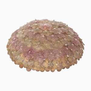 Deckenlampe aus Pink Flower Murano Glas von Seguso, 1960er