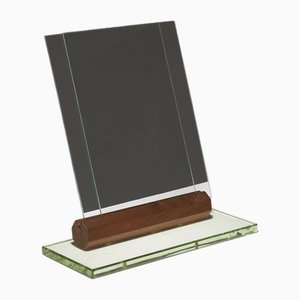 Soporte para fotos Art Déco de vidrio y madera, años 30