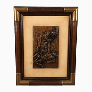 Vintage High Relief with Figures by Max Squillace, 20th Century