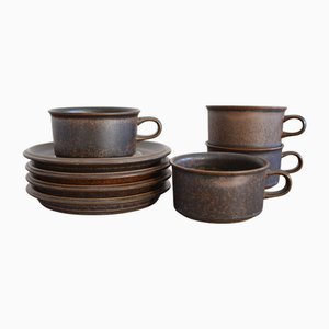 Ulla Procope zugeschriebene Ruska Teetassen und Untertassen für Arabia, 1970er, 4er Set