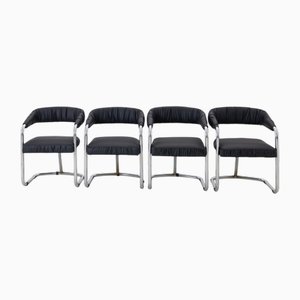 Chaises de Salle à Manger Postmoderne en Cuir Noir, Set de 4