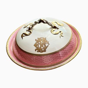 19th Century French Paris Porcelain Tureen with Pink & Gold Detailing, 1860s