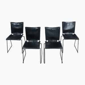 Leather Stacking Chairs by Toyoda Hiroyuki for ICF, 1980s, Set of 4