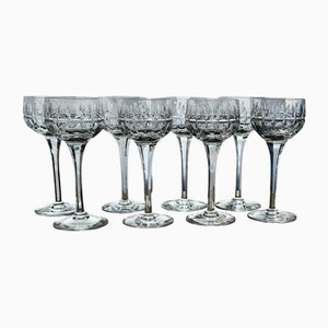 Vintage Hand-Cut Crystal Hock Wine Glasses from Royal Brierley, Set of 8