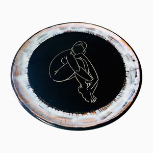Ceramic Dish by Claude Vayssier for Atelier Cerenne, Vallauris