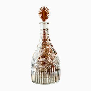 Glass Decanter with Lunate Cut Eyes & Scallop Stopper, 1920s