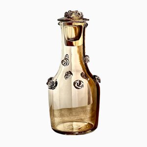 Vintage Amber Glass Murano Glass Decanter with Applied Prunts Handcrafted, 1920s