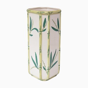 Stoneware Umbrella Stand in Imitation Bamboo Leaves, Spain, 1980s