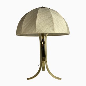 Lámpara de mesa Mid-Century grande en forma de hongo de latón, años 60
