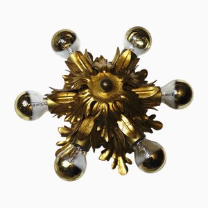 Vergoldeter Kronleuchter aus Metall mit 6 Leuchten von Banci Firenze, 1970er