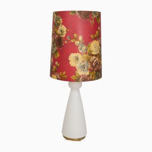 Lampadaire Floral Vintage avec Socle en Verre Opalin, 1960s